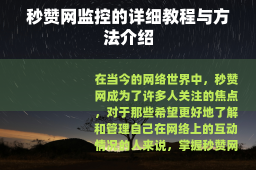 秒赞网监控的详细教程与方法介绍