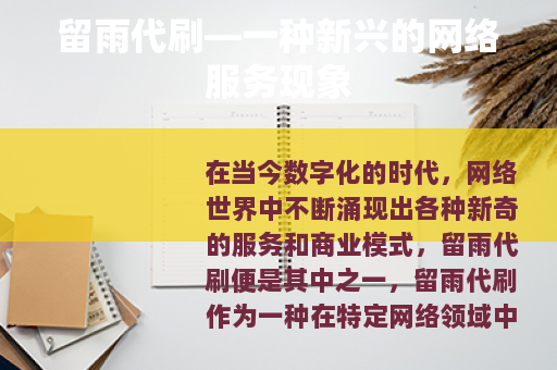 留雨代刷—一种新兴的网络服务现象