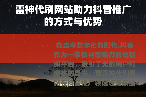 雷神代刷网站助力抖音推广的方式与优势