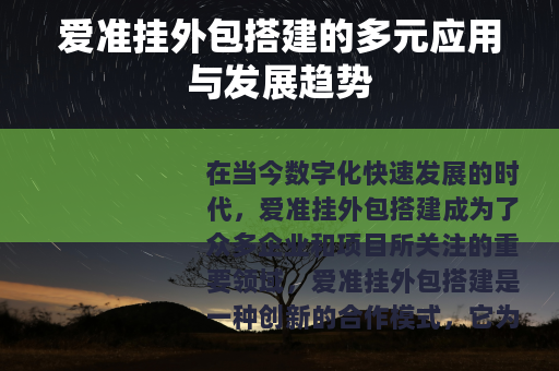 爱准挂外包搭建的多元应用与发展趋势