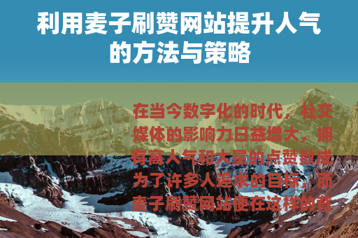 利用麦子刷赞网站提升人气的方法与策略