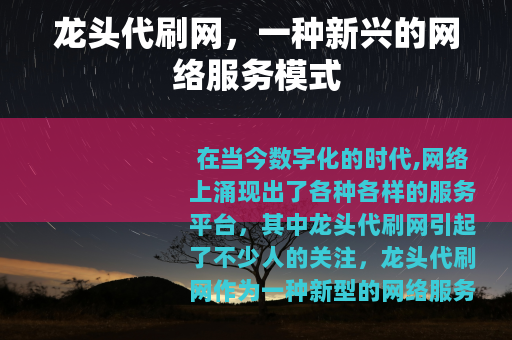 龙头代刷网，一种新兴的网络服务模式