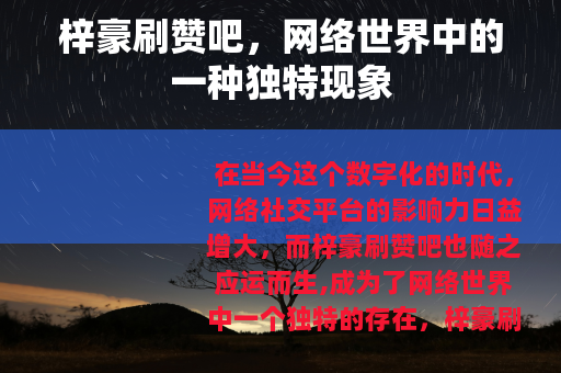 梓豪刷赞吧，网络世界中的一种独特现象