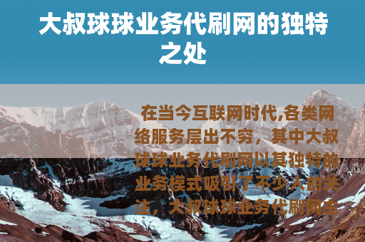 大叔球球业务代刷网的独特之处