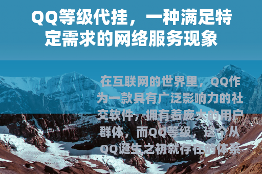 QQ等级代挂，一种满足特定需求的网络服务现象