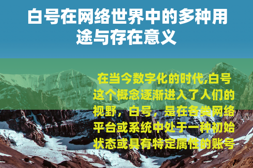 白号在网络世界中的多种用途与存在意义