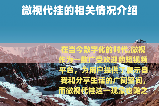 微视代挂的相关情况介绍