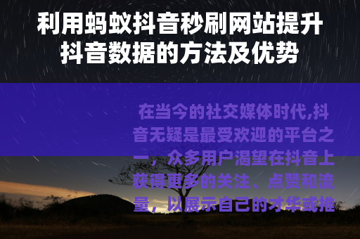 利用蚂蚁抖音秒刷网站提升抖音数据的方法及优势