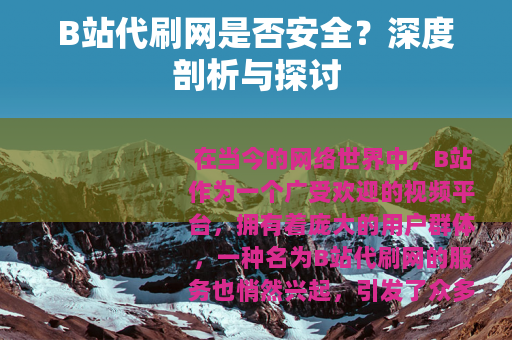B站代刷网是否安全？深度剖析与探讨