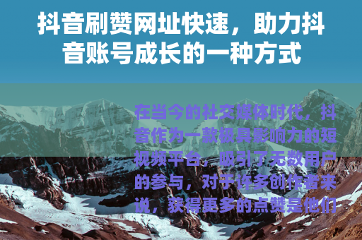 抖音刷赞网址快速，助力抖音账号成长的一种方式