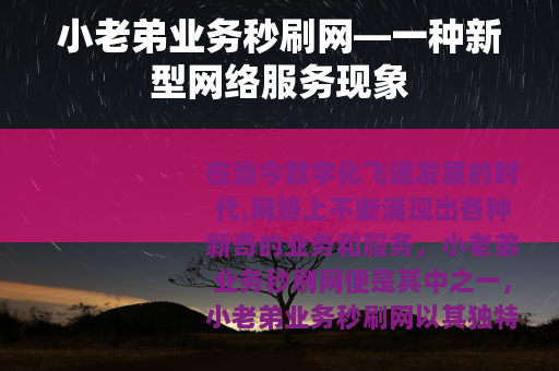 小老弟业务秒刷网—一种新型网络服务现象