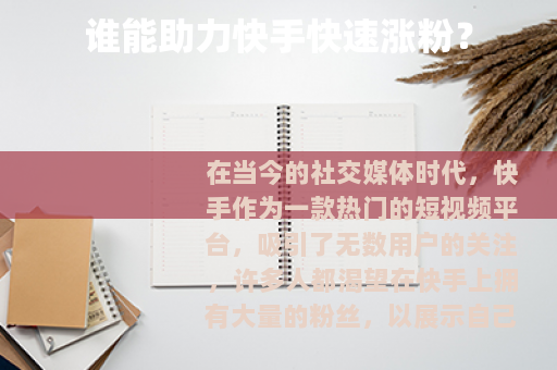 谁能助力快手快速涨粉？