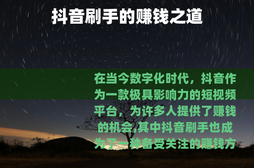 抖音刷手的赚钱之道