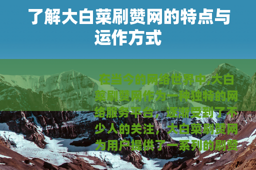 了解大白菜刷赞网的特点与运作方式