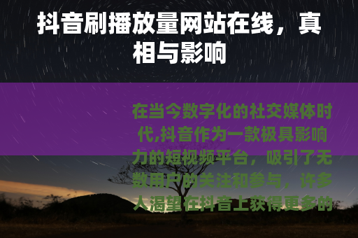 抖音刷播放量网站在线，真相与影响