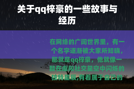 关于qq梓豪的一些故事与经历