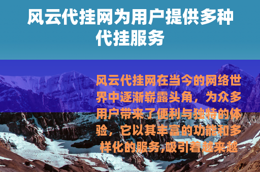 风云代挂网为用户提供多种代挂服务