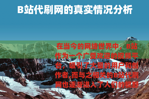 B站代刷网的真实情况分析