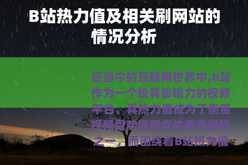 B站热力值及相关刷网站的情况分析