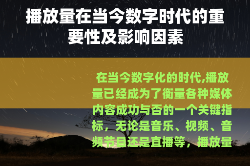 播放量在当今数字时代的重要性及影响因素