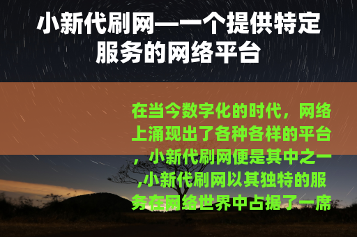 小新代刷网—一个提供特定服务的网络平台