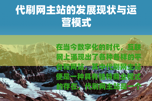 代刷网主站的发展现状与运营模式