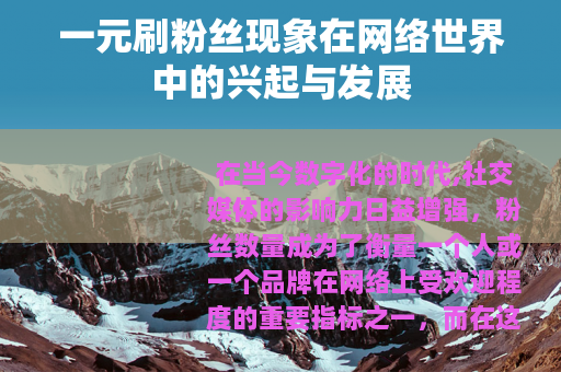 一元刷粉丝现象在网络世界中的兴起与发展