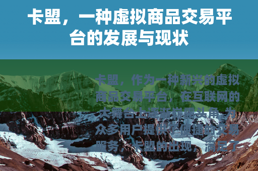 卡盟，一种虚拟商品交易平台的发展与现状