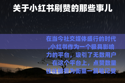 关于小红书刷赞的那些事儿