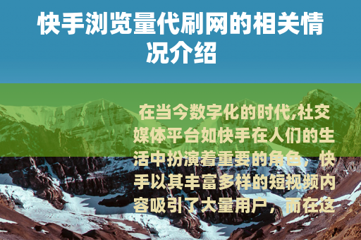 快手浏览量代刷网的相关情况介绍