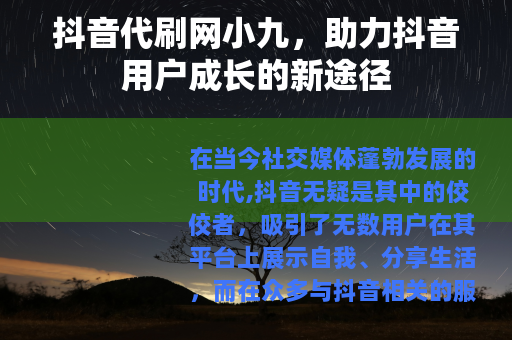 抖音代刷网小九，助力抖音用户成长的新途径