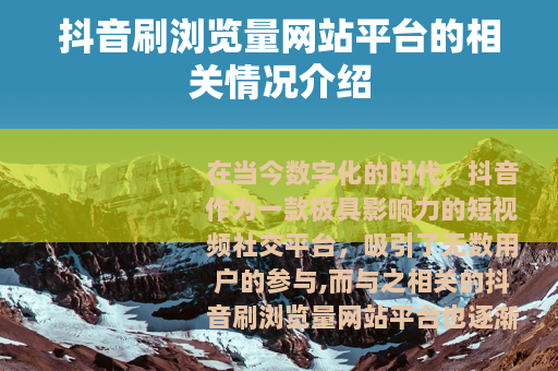 抖音刷浏览量网站平台的相关情况介绍