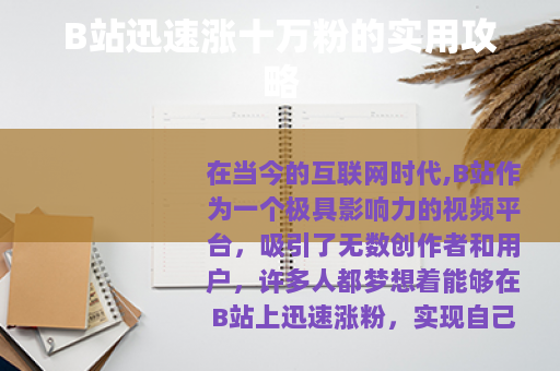 B站迅速涨十万粉的实用攻略