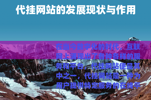 代挂网站的发展现状与作用