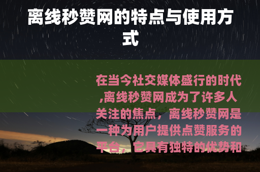 离线秒赞网的特点与使用方式