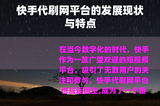 快手代刷网平台的发展现状与特点