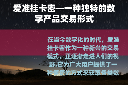 爱准挂卡密—一种独特的数字产品交易形式