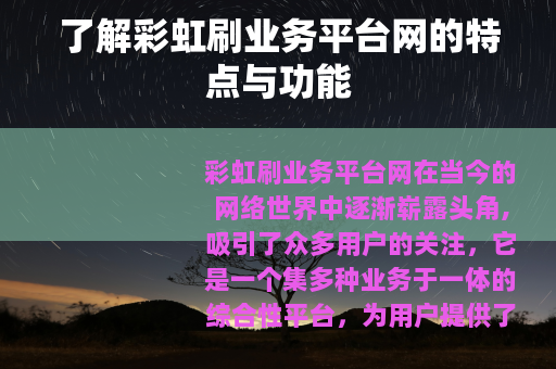 了解彩虹刷业务平台网的特点与功能