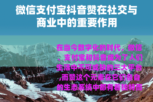 微信支付宝抖音赞在社交与商业中的重要作用