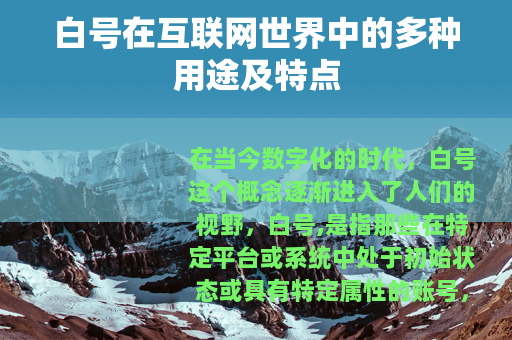 白号在互联网世界中的多种用途及特点