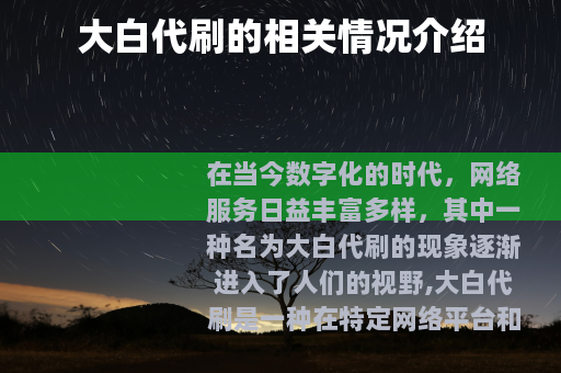 大白代刷的相关情况介绍