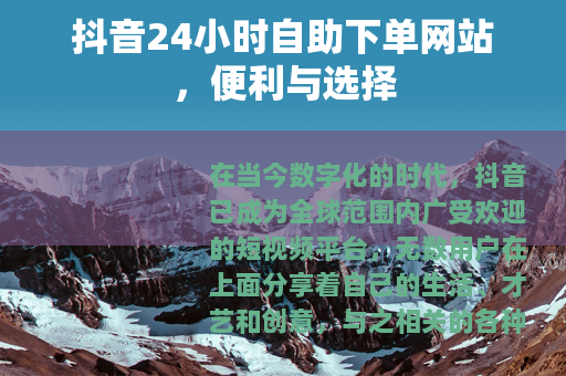 抖音24小时自助下单网站，便利与选择