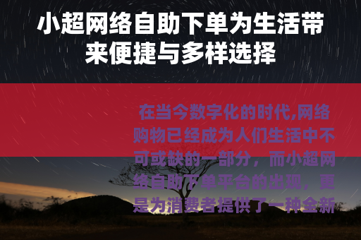 小超网络自助下单为生活带来便捷与多样选择