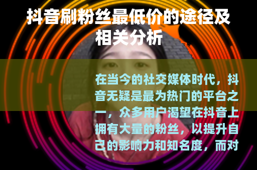 抖音刷粉丝最低价的途径及相关分析