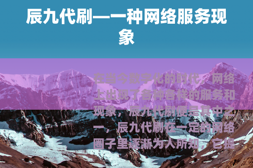 辰九代刷—一种网络服务现象