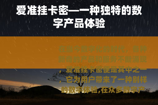爱准挂卡密—一种独特的数字产品体验