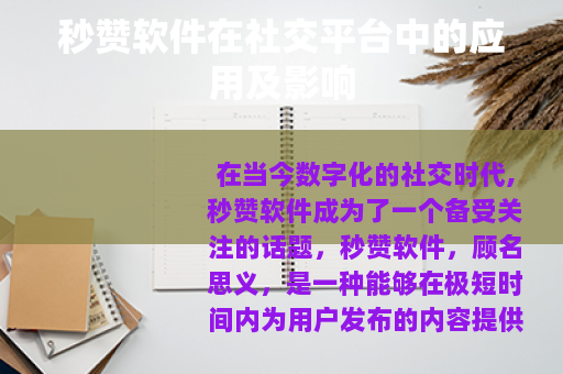 秒赞软件在社交平台中的应用及影响