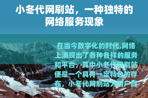 小冬代网刷站，一种独特的网络服务现象