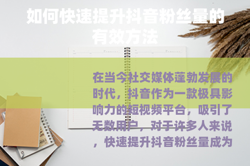 如何快速提升抖音粉丝量的有效方法