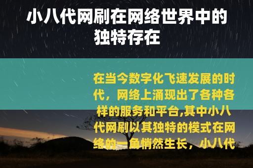 小八代网刷在网络世界中的独特存在